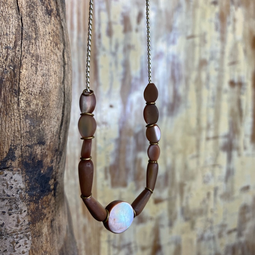 Vintage Iridescent Brown & Gold Necklace